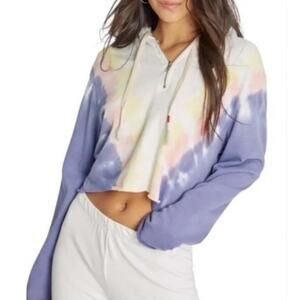 Wildfox Hadley Hoodie Edelweiss Wash Tie-Dye Cropped  Sweatshirt